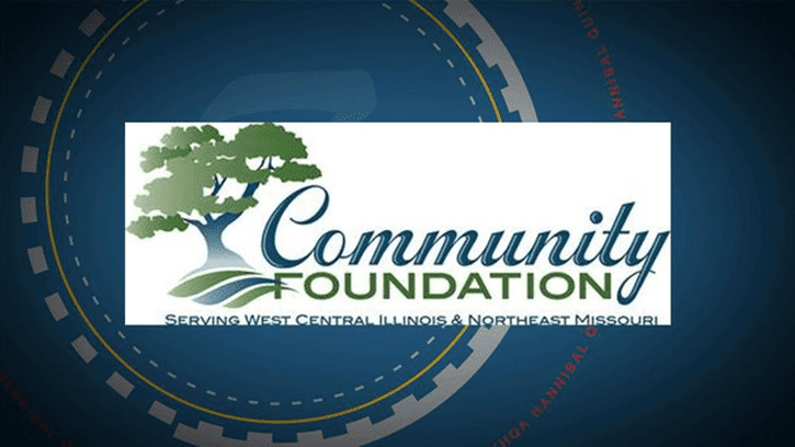 A blue background with the words community foundation in front.